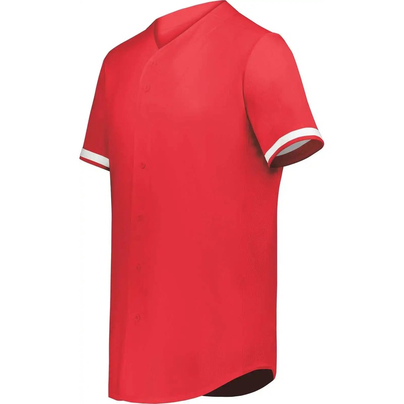 Augusta 6910 Youth Cutter+ Full Button Baseball Jersey – Scarlet White