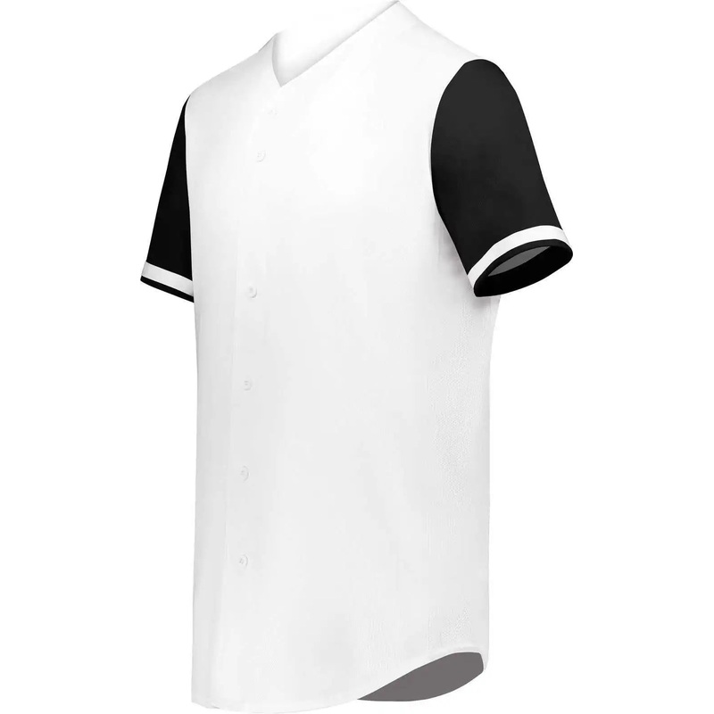 Augusta 6910 Youth Cutter+ Full Button Baseball Jersey – White Black