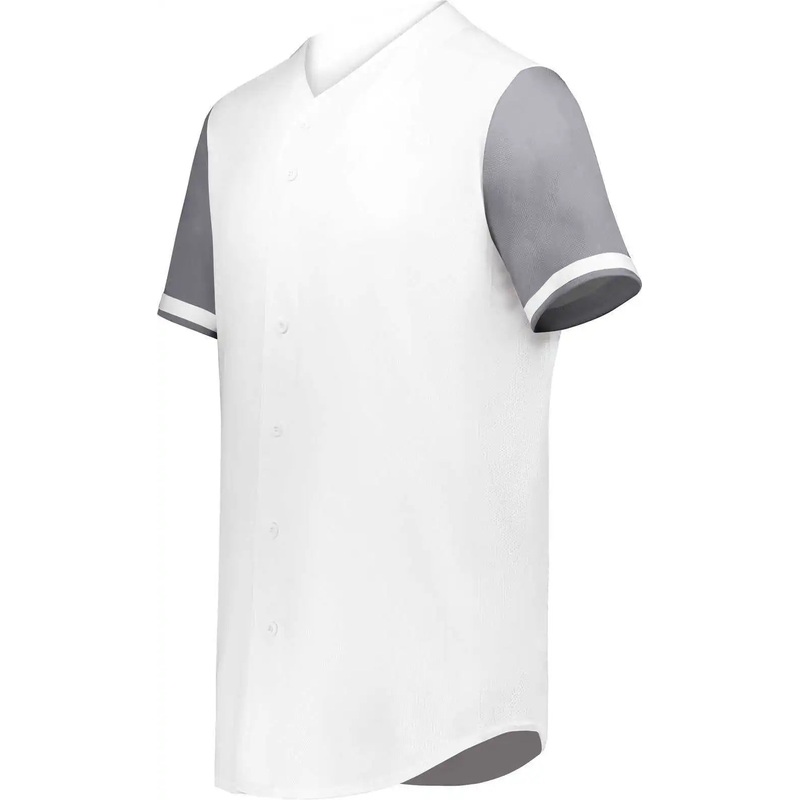 Augusta 6910 Youth Cutter+ Full Button Baseball Jersey – White Graphite