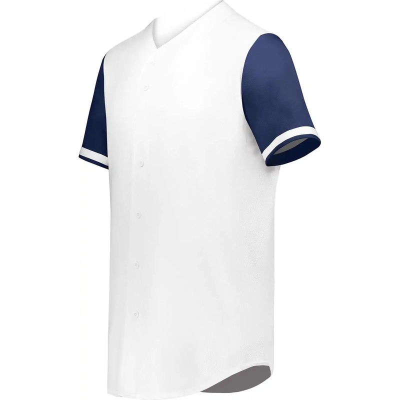 Augusta 6910 Youth Cutter+ Full Button Baseball Jersey – White Navy