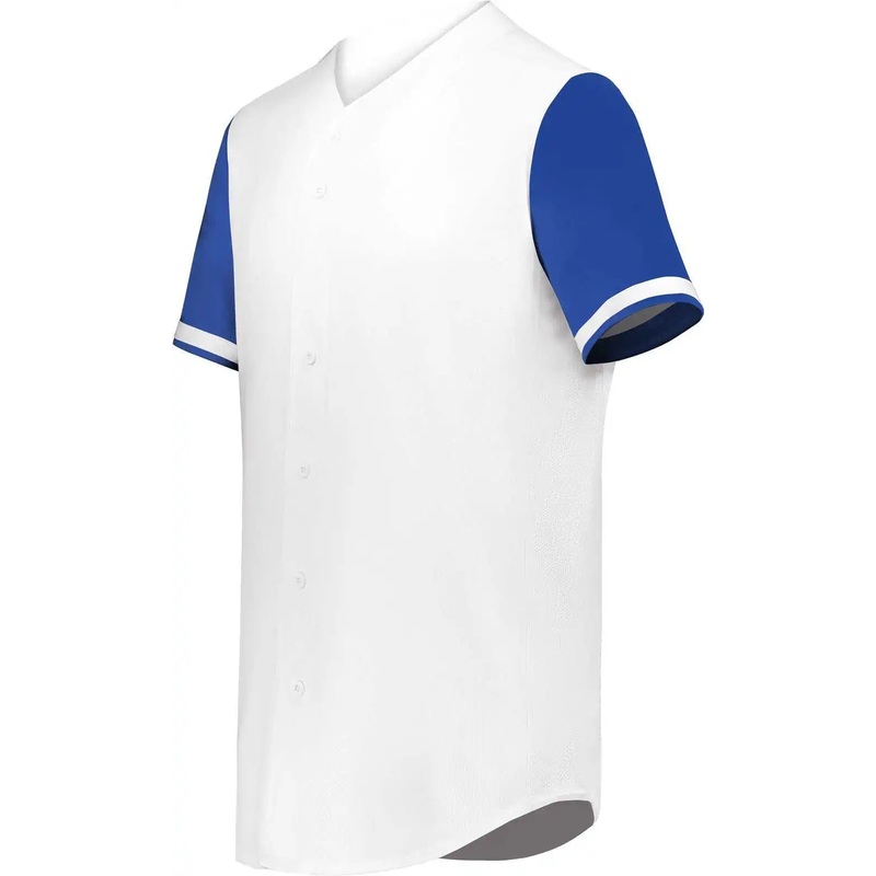 Augusta 6910 Youth Cutter+ Full Button Baseball Jersey – White Royal