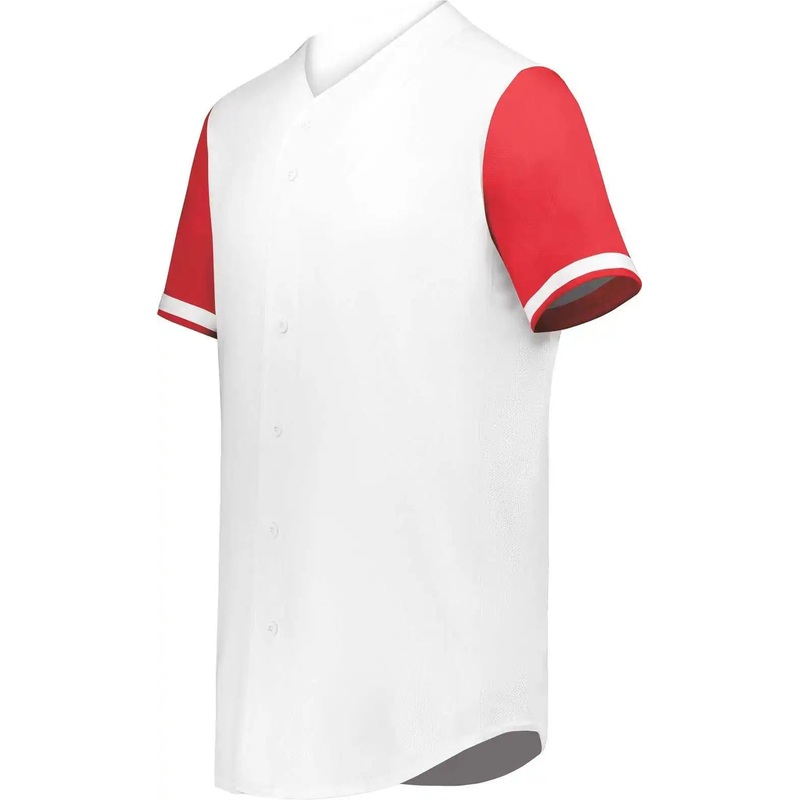 Augusta 6910 Youth Cutter+ Full Button Baseball Jersey – White Scarlet