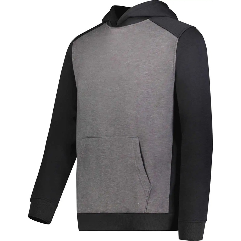 Augusta 6866 Youth Three-Season Fleece Pullover Hoodie – Carbon Heather Black