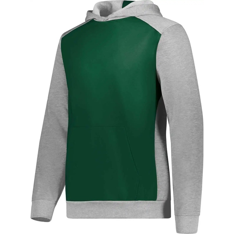 Augusta 6866 Youth Three-Season Fleece Pullover Hoodie – Dark Green Gray Heather