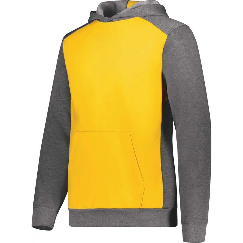 Augusta 6866 Youth Three-Season Fleece Pullover Hoodie – Gold Carbon Heather