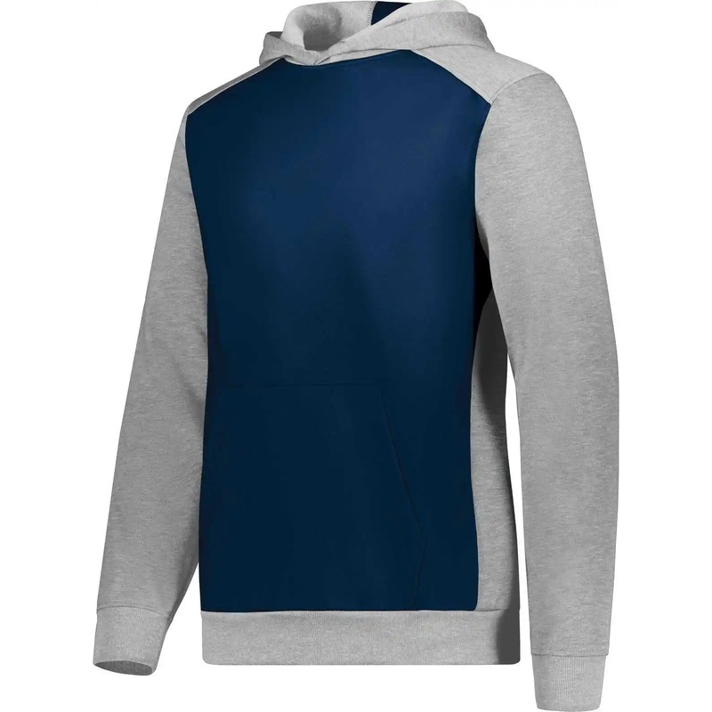 Augusta 6866 Youth Three-Season Fleece Pullover Hoodie – Navy Gray Heather