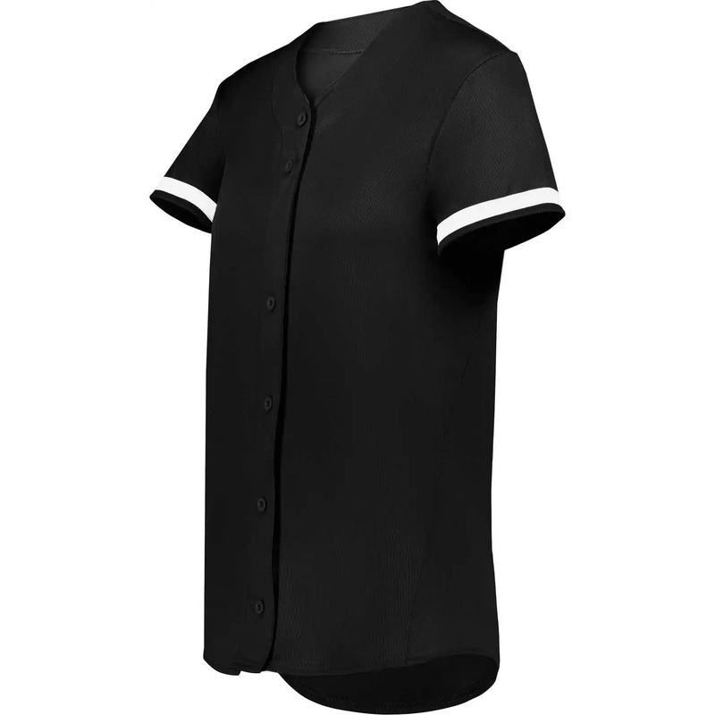 Augusta 6919 Ladies Cutter+ Full Button Softball Jersey – Black White