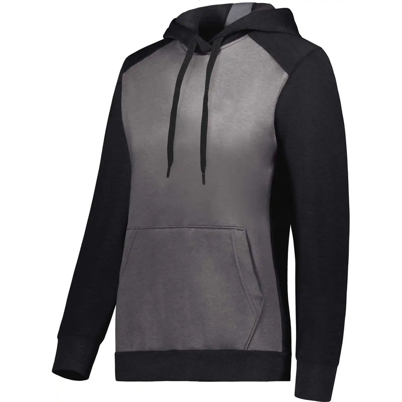 Augusta 6867 Ladies Three-Season Fleece Pullover Hoodie – Carbon Heather Black