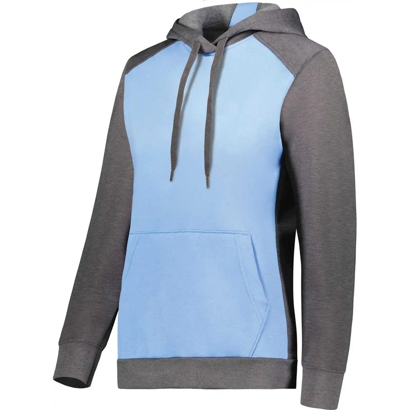 Augusta 6867 Ladies Three-Season Fleece Pullover Hoodie – Columbia Blue Carbon Heather
