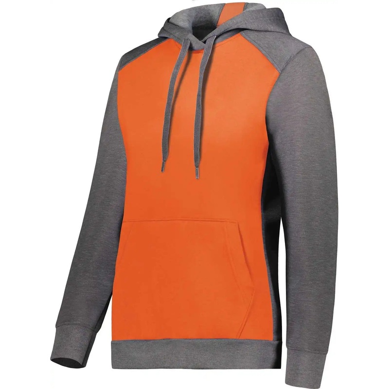 Augusta 6867 Ladies Three-Season Fleece Pullover Hoodie – Orange Carbon Heather