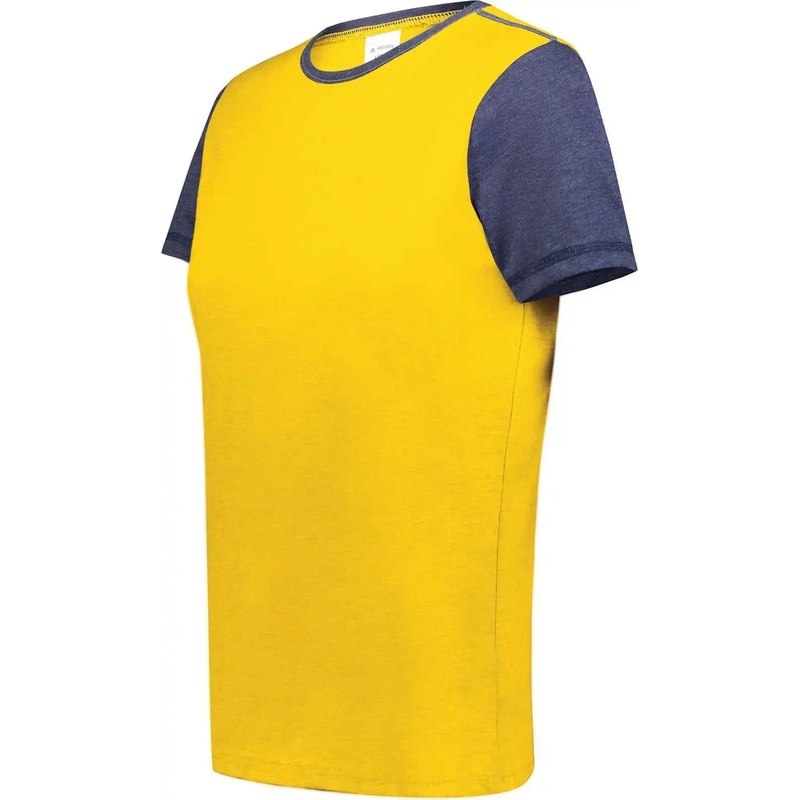 Augusta 6878 Ladies Gameday Vintage Ringer Tee – Gold Heather Navy Heather