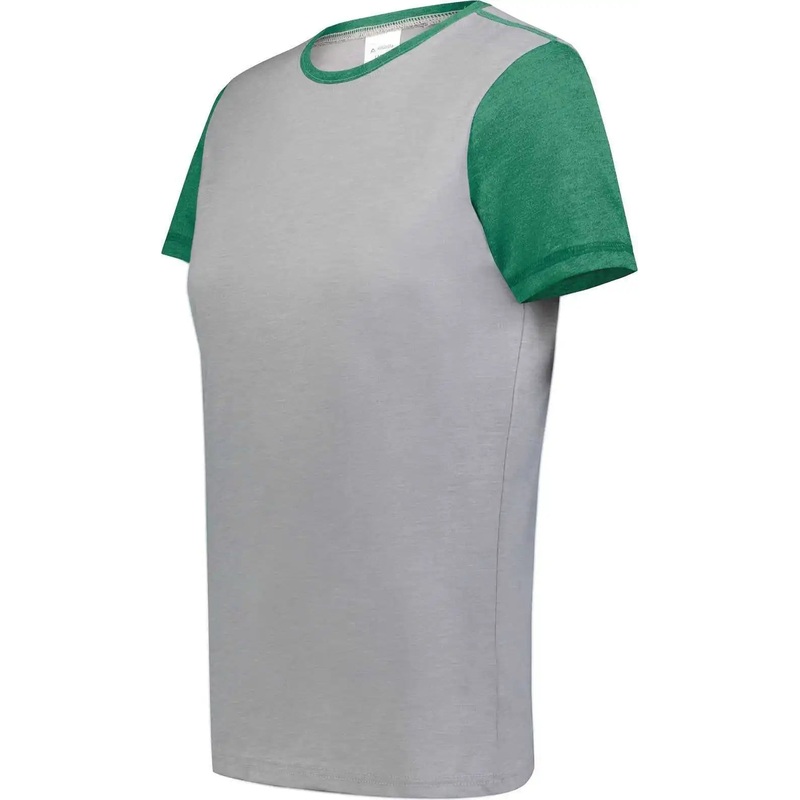 Augusta 6878 Ladies Gameday Vintage Ringer Tee – Gray Heather Kelly Heather