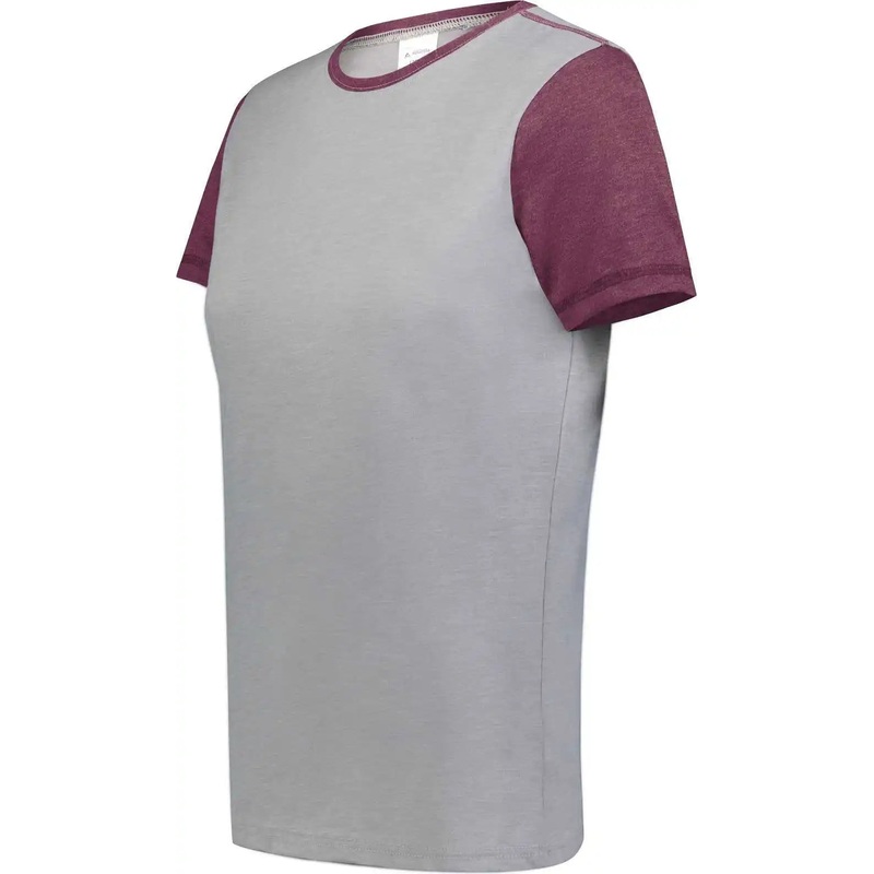 Augusta 6878 Ladies Gameday Vintage Ringer Tee – Gray Heather Maroon Heather