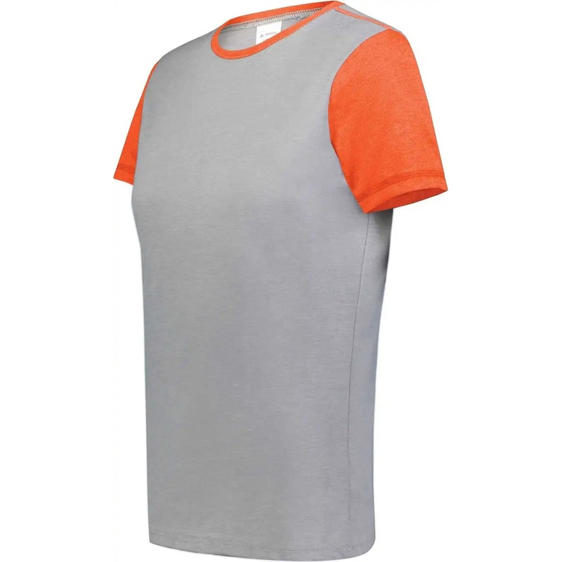 Augusta 6878 Ladies Gameday Vintage Ringer Tee – Gray Heather Orange Heather