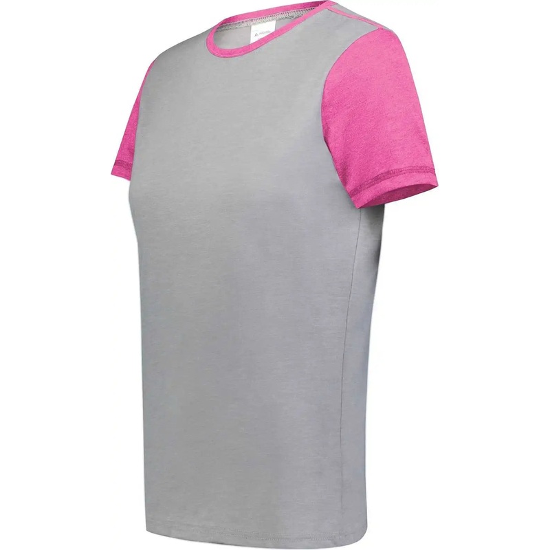 Augusta 6878 Ladies Gameday Vintage Ringer Tee – Gray Heather Orchid Heather