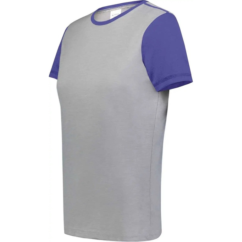 Augusta 6878 Ladies Gameday Vintage Ringer Tee – Gray Heather Purple Heather