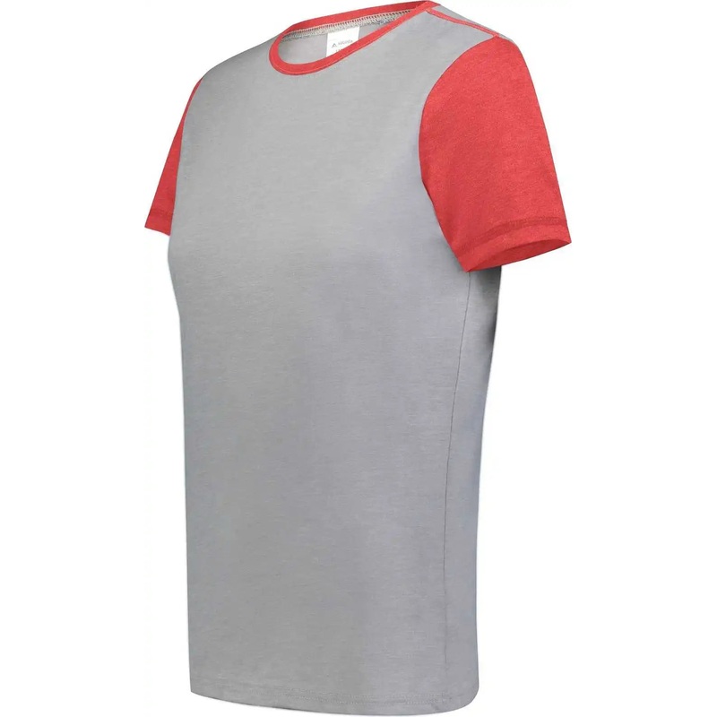 Augusta 6878 Ladies Gameday Vintage Ringer Tee – Gray Heather Scarlet Heather