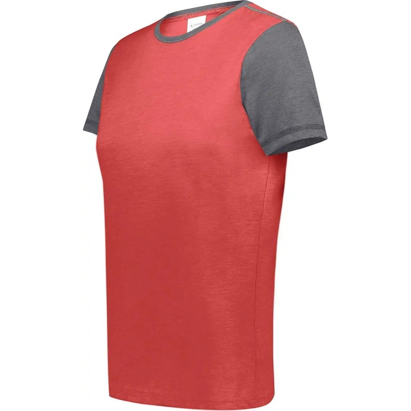 Augusta 6878 Ladies Gameday Vintage Ringer Tee – Scarlet Heather Carbon Heather