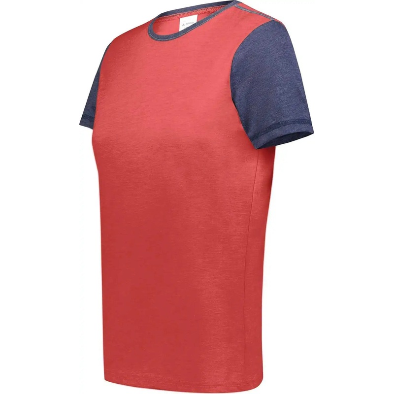 Augusta 6878 Ladies Gameday Vintage Ringer Tee – Scarlet Heather Navy Heather