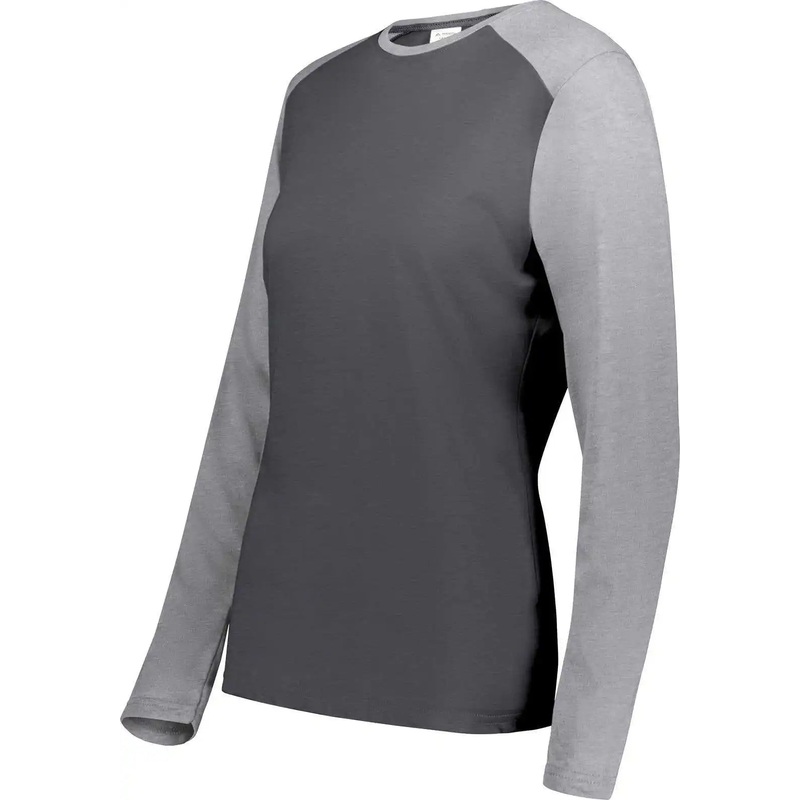 Augusta 6883 Ladies Gameday Vintage Long Sleeve Tee – Carbon Heather Gray Heather