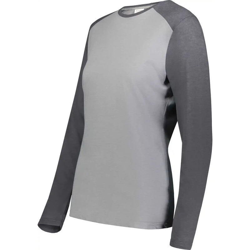 Augusta 6883 Ladies Gameday Vintage Long Sleeve Tee – Gray Heather Carbon Heather