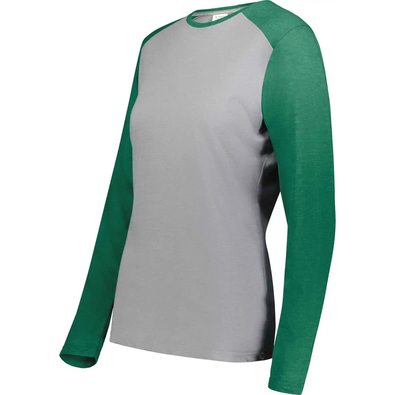 Augusta 6883 Ladies Gameday Vintage Long Sleeve Tee – Gray Heather Kelly Heather