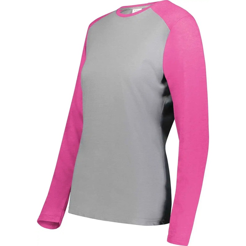 Augusta 6883 Ladies Gameday Vintage Long Sleeve Tee – Gray Heather Orchid Heather
