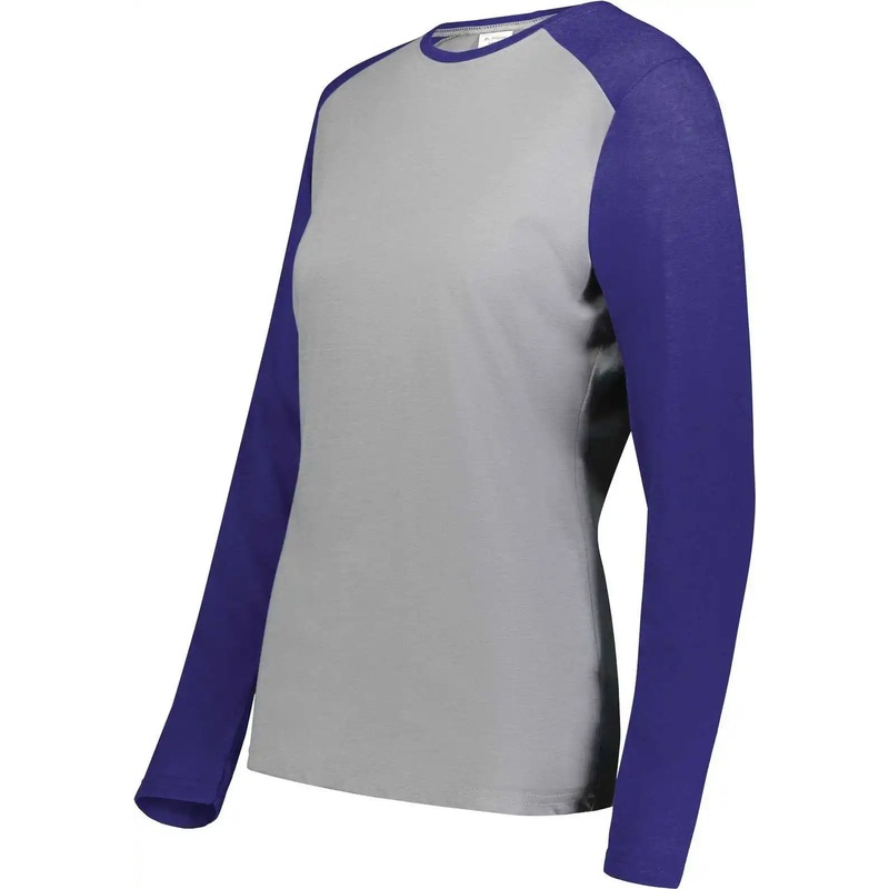 Augusta 6883 Ladies Gameday Vintage Long Sleeve Tee – Gray Heather Purple Heather