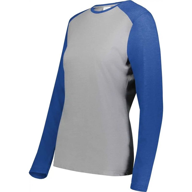 Augusta 6883 Ladies Gameday Vintage Long Sleeve Tee – Gray Heather Royal Heather