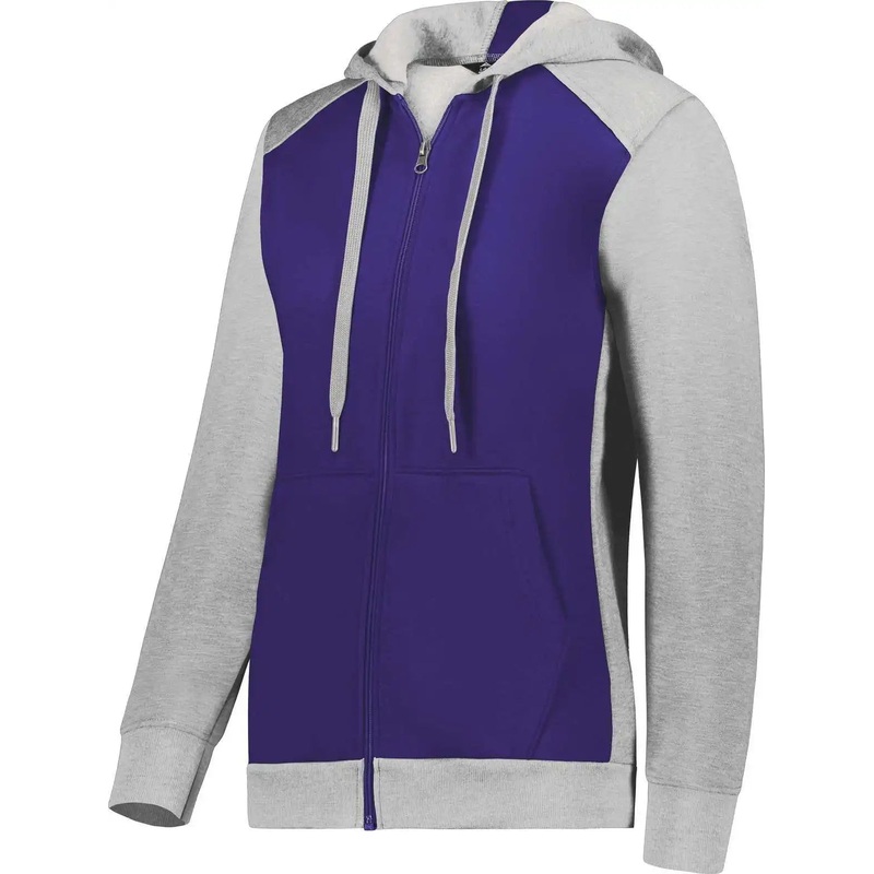 Augusta 6901 Ladies Three-Season Fleece Full Zip Hoodie – Purple Gray Heather