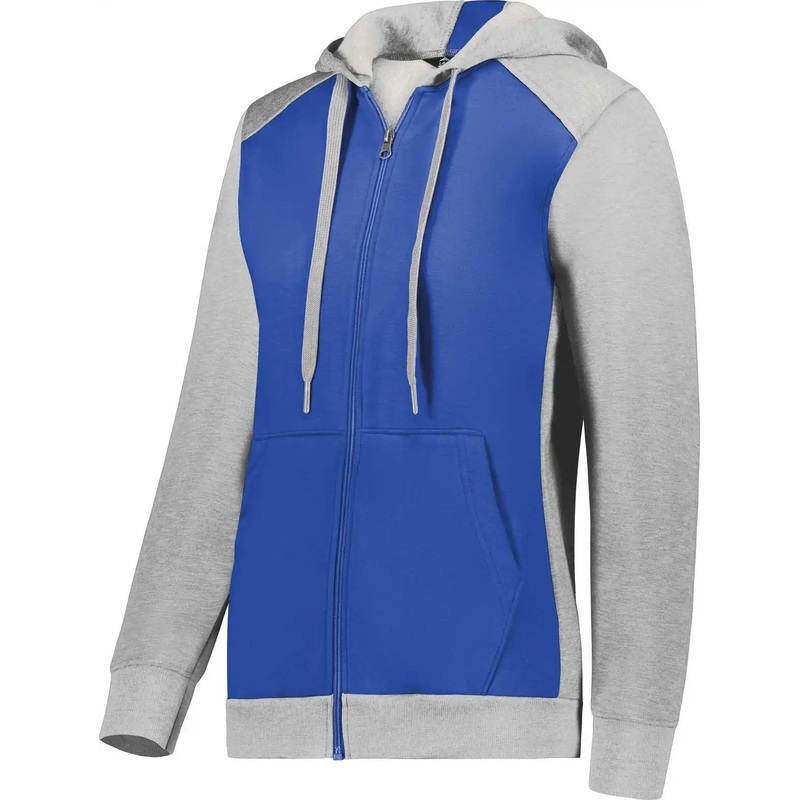 Augusta 6901 Ladies Three-Season Fleece Full Zip Hoodie – Royal Gray Heather