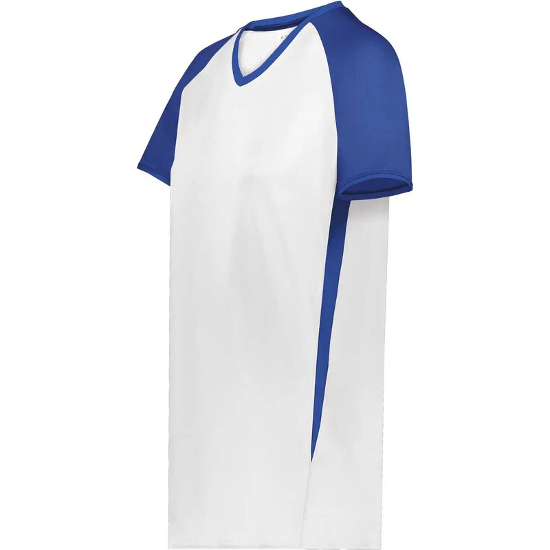 Augusta 6916 Girls Cutter+ V-Neck Jersey – White Royal