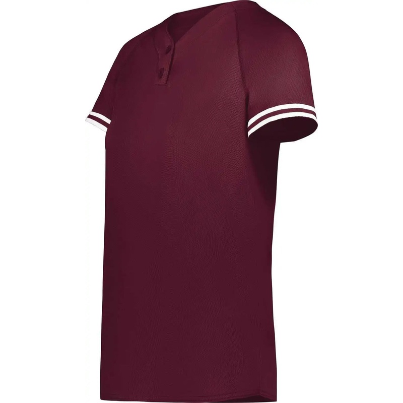 Augusta 6918 Girls Cutter+ Henley Jersey – Maroon White