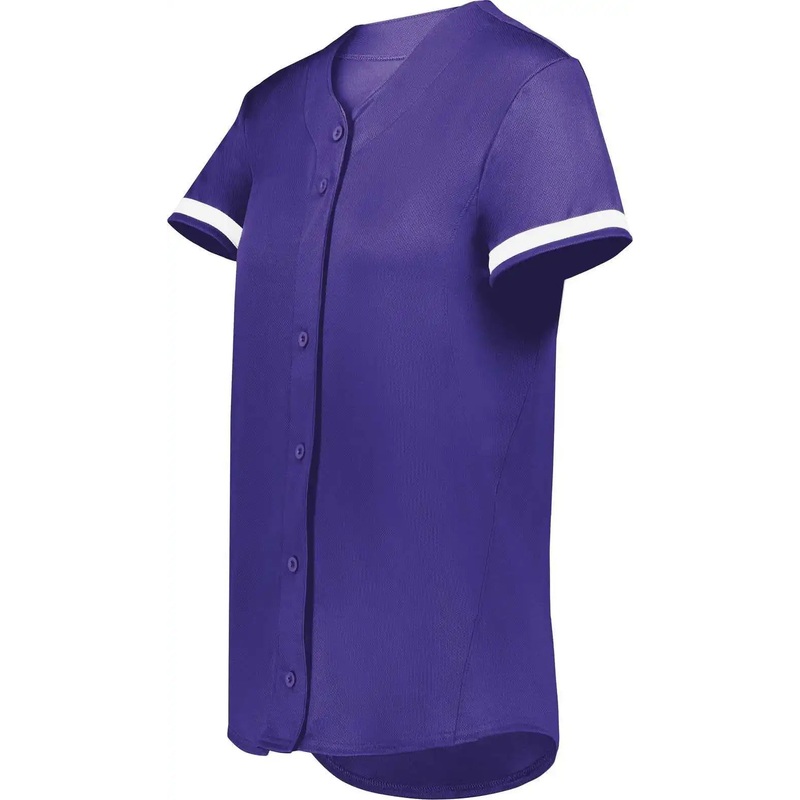 Augusta 6920 Girls Cutter+ Full Button Softball Jersey – Purple White