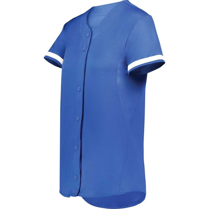 Augusta 6920 Girls Cutter+ Full Button Softball Jersey – Royal White