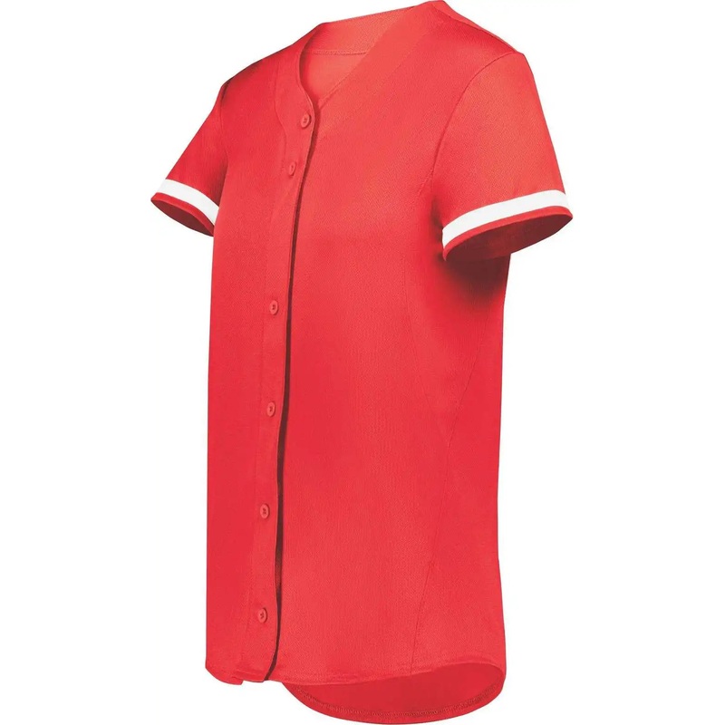 Augusta 6920 Girls Cutter+ Full Button Softball Jersey – Scarlet White