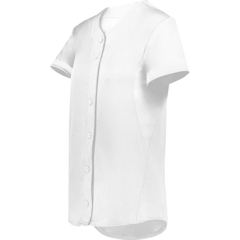 Augusta 6920 Girls Cutter+ Full Button Softball Jersey – White