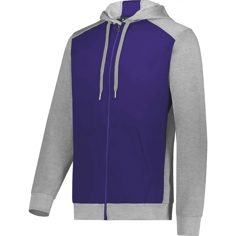 Augusta 6899 Three-Season Fleece Full Zip Hoodie – Purple Gray Heather