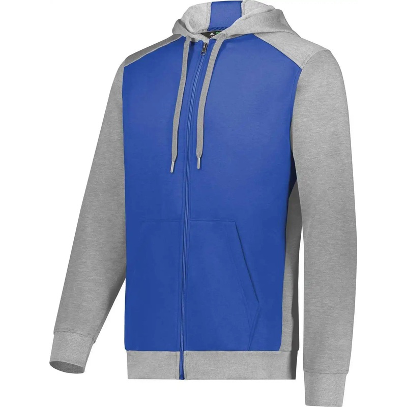 Augusta 6899 Three-Season Fleece Full Zip Hoodie – Royal Gray Heather