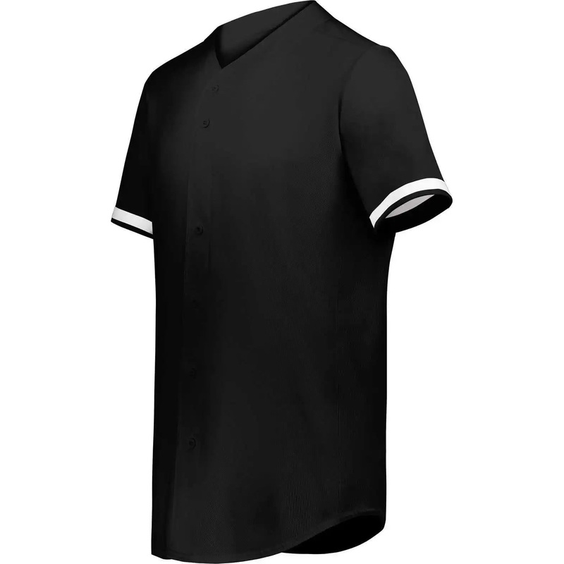 Augusta 6909 Cutter+ Full Button Baseball Jersey – Black White