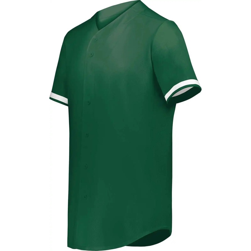 Augusta 6909 Cutter+ Full Button Baseball Jersey – Dark Green White