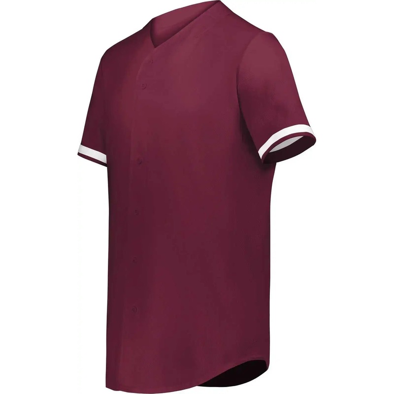 Augusta 6909 Cutter+ Full Button Baseball Jersey – Maroon White