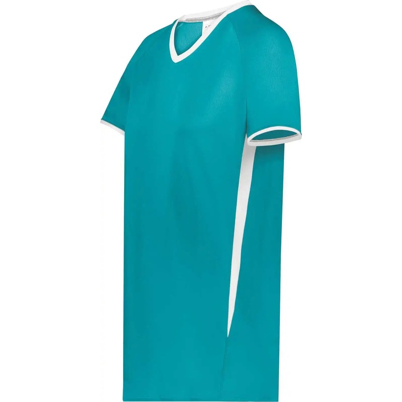 Augusta 6916 Girls Cutter+ V-Neck Jersey – Teal White