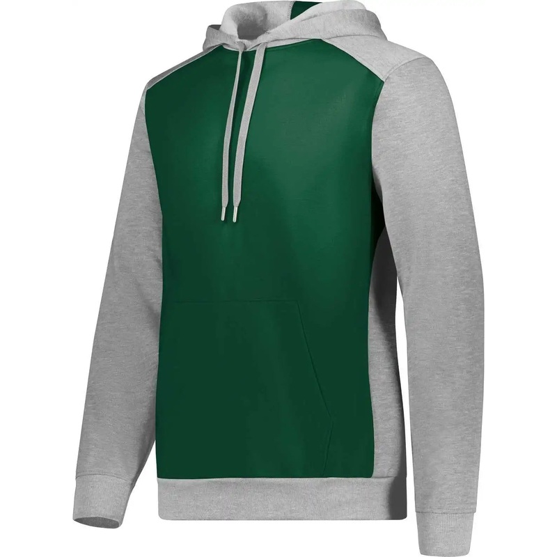 Augusta 6865 Three-Season Fleece Pullover Hoodie – Dark Green Gray Heather