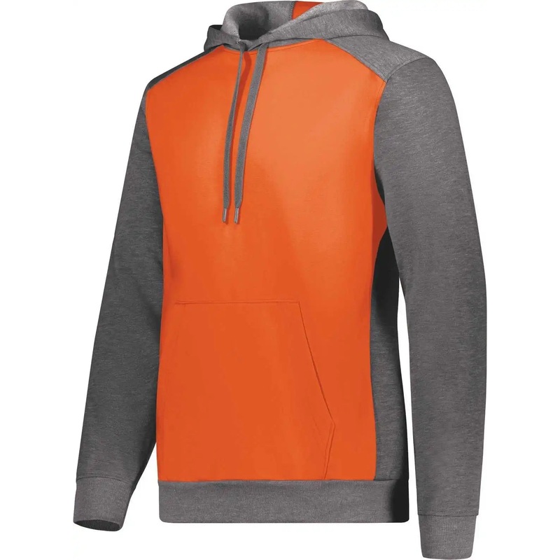 Augusta 6865 Three-Season Fleece Pullover Hoodie – Orange Carbon Heather