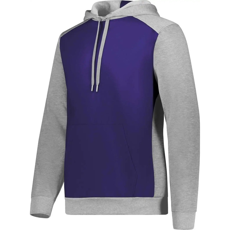 Augusta 6865 Three-Season Fleece Pullover Hoodie – Purple Gray Heather