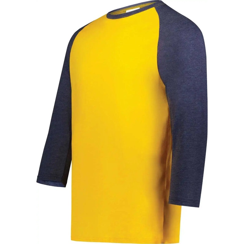 Augusta 6879 Gameday Vintage 3/4 Tee – Gold Heather Navy Heather