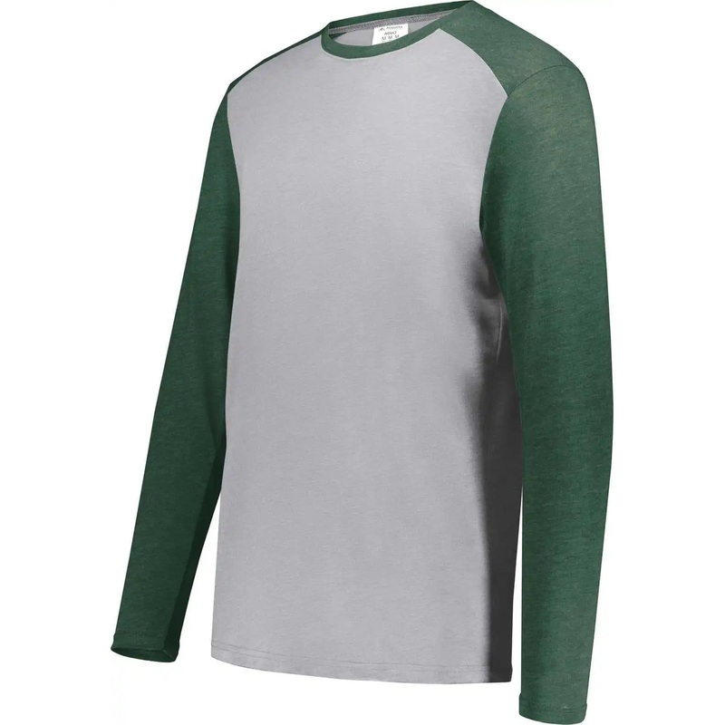 Augusta 6881 Gameday Vintage Long Sleeve Tee – Gray Heather Dark Green Heather