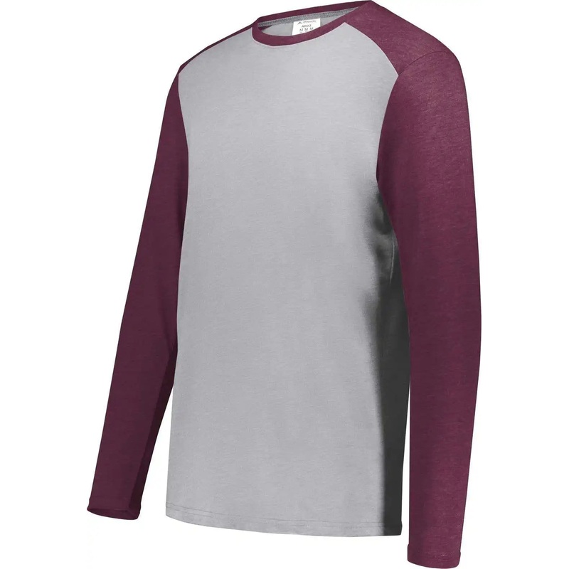 Augusta 6881 Gameday Vintage Long Sleeve Tee – Gray Heather Maroon Heather