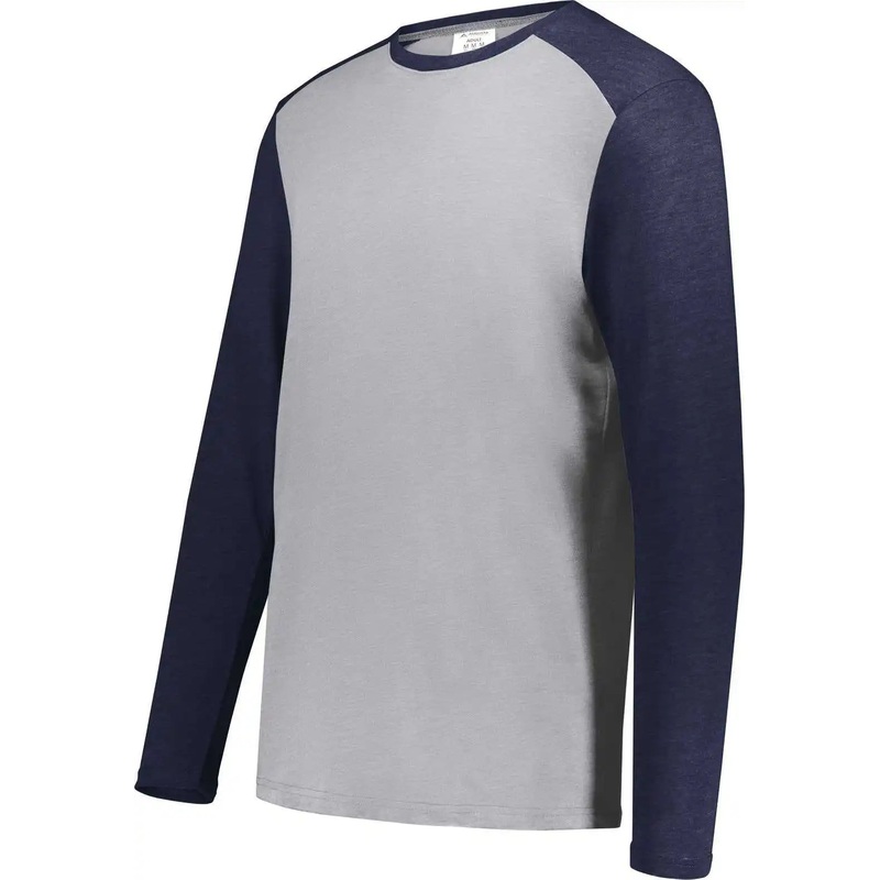 Augusta 6881 Gameday Vintage Long Sleeve Tee – Gray Heather Navy Heather